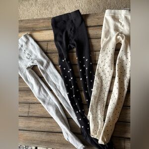 Kids Heart Patterned Leggings - Black, White, Cream